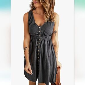 NWT Sleeveless Dress Summer Button Down Swing Short Dress